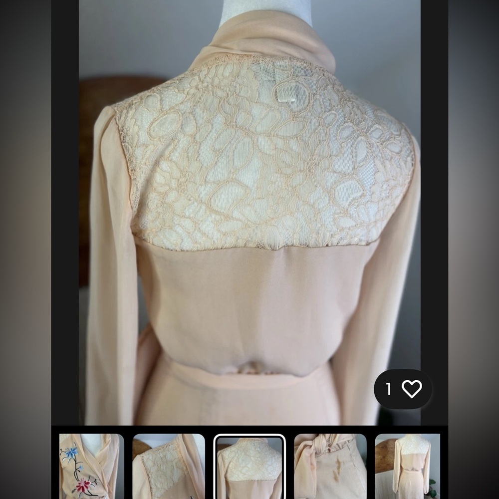 Rodarte vintage peach Floral Silk Wrap Dress Size 11 - Picture 7 of 11